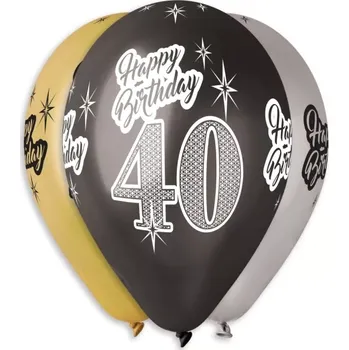 Latexový balonek metalický - potisk 40. narozeniny 6 ks