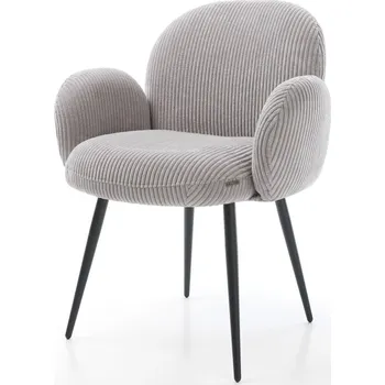 Jídelní židle DELIFE Jídelní židle Nube-Flex s područkami manšestr stříbrně šedá 4-nohá zúžená černá taštičkové pružiny