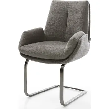 Jídelní židle DELIFE Jídelní židle Clea-Flex bouclé měkký tmavě béžová konzolová podnož plochá grafitová