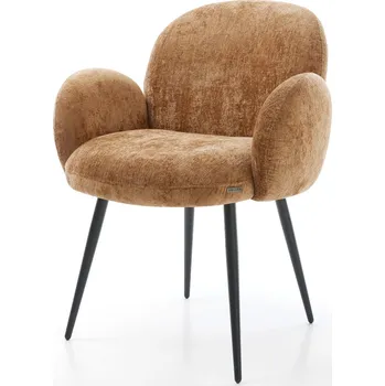 Jídelní židle DELIFE Jídelní židle Nube-Flex s područkami žinylka rezavá 4-nohá zúžená černá taštičkové pružiny