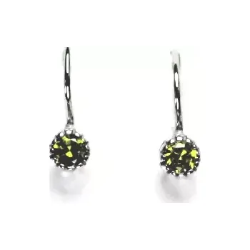 Náušnice Zlaté náušnice, bílé i žluté zlato, zirkon olivín - VE 141 (zirkon 3,5 mm)