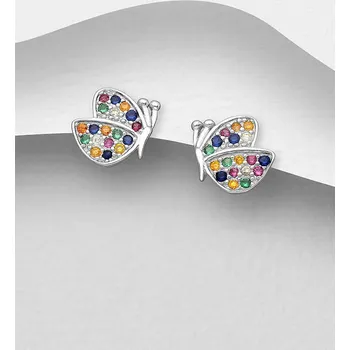 Prsten MOTÝLCI stříbrné náušnice puzetky se zirkony