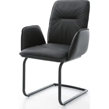 Jídelní židle DELIFE Jídelní židle Vinja-Flex pravá kůže černá jídelní židle kulatá černá