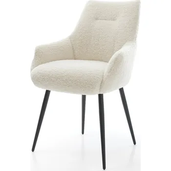 Jídelní židle DELIFE Jídelní židle Alja-Flex s područkami plyšový manšestr béžová 4-nohá zúžená černá taštičkové pružiny