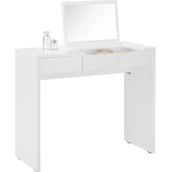 Psací stůl Bílý kosmetický stolek Lilian 90 x 76 x 40 MDF, sklo
