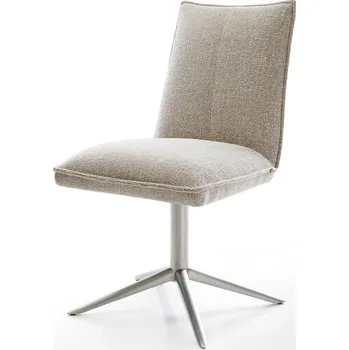 Jídelní židle DELIFE Jídelní židle Lelio-Flex tkanina Měkký béžová křížová podnož nerezová ocel 360° otočný houpací funkce taštičkové pružiny