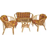 Axin Trading s.r.o. Ratanová sedací souprava Bahama medová velká polstry okrové