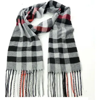 Stylová pánská šála ke svetru, kostkovaná, s třásněmi