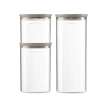 Dóza na potraviny Sada 3 kulatých dóz Tosca, transparetní/světle šedé