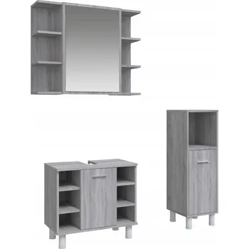 Koupelnový nábytek 3dílná sada koupelnových skříněk, šedý dub sonoma