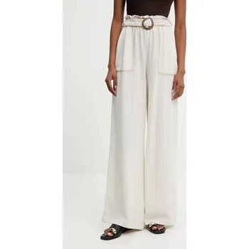 Kalhoty s lněnou směsí Answear.LAB 1627.tos béžová 80X, vel. M