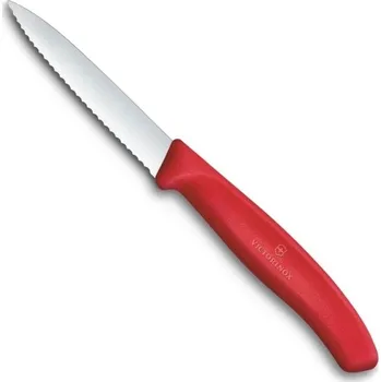 Kuchyňský nůž Nůž na zeleninu zoubkovaný SWISS CLASSIC, červený 8 cm - Victorinox (SWISS CLASSIC zoubkovaný nůž na zeleninu, červený 8 cm - Victorinox)