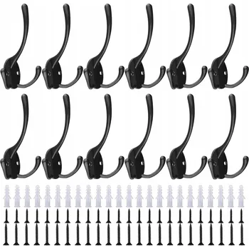 Věšák Nástěnný věšák Hliníkový háček univerzální pro montáž do 15 kg 12 Ks