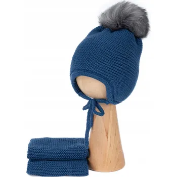 Čepice Zimní vázaná dětská čepice se šálou