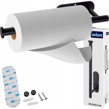 Věšák Držák NA PAPÍROVÉ UTĚRKY nástěnný věšák do kuchyně bez vrtání černý