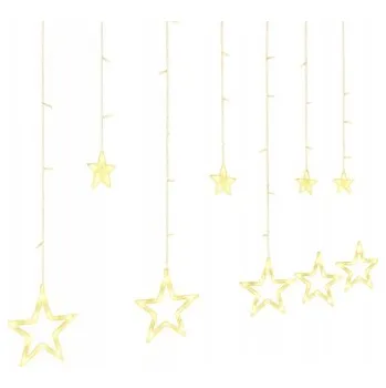 Vánoční dekorace SVĚTELNÝ ZÁVĚS HVĚZDY LED BÍLÁ TEPLÁ VÁNOČNÍ OSVĚTLENÍ NA STROMEČEK DLOUHÝ ŘETĚZ