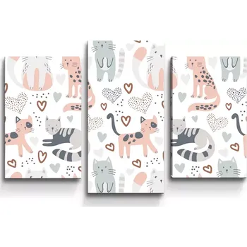 Obraz Sablio Obraz - 3-dílný Malované kočičky - 75x50 cm