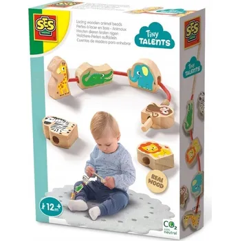 Dřevěná hračka SES Creative 13141 Dřevěné navlékací korálky Zvířátka, Multibarevné, Jedna velikost