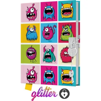 Blok Památník JUNIOR 14x18 cm, 80 list. čistý se zámkem - Monsters