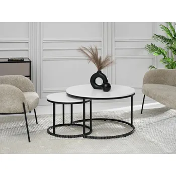 Konferenční stolek Set konferenčních stolků JACEK - bílý / černý