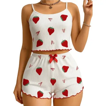 Dámské pyžamo DVOUDÍLNÉ DÁMSKÉ PYŽAMO BÍLÉ SPODNÍ PRÁDLO SET TRIČKO NOČNÍ KRAŤASY