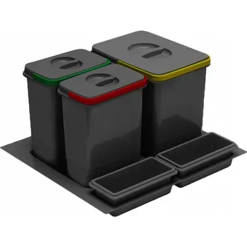 Odpadkový koš Odpadkový koš GTV 30 l, plastový, šedý, 3 komory s klapkou