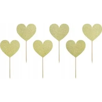 Obraz Vlaječky - zápichy SRDCE zlaté 11cm pro ROCEK narozeniny