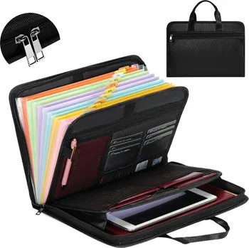 MULTIFUNKČNÍ ORGANIZÉR KRABIČKA NA ŠANONY A4, ČERNÝ KOŽENÝ ŠANON / DESKY