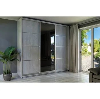 Šatní skříň Šatní skříň INDUSTRIAL 250 šedá/grafit zrcadlo