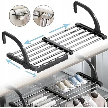 Sušák na prádlo OHŘÍVAČ NA OBLEČENÍ, SUŠÁK NA OBLEČENÍ, SKLÁDACÍ VYHŘÍVANÝ VĚŠÁK ČERNÝ