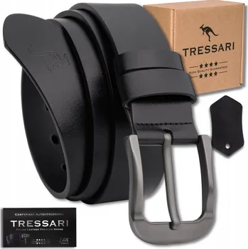 Opasek Elegantní Kožený opasek TRESSARI černý pánský k džínám 100% pravá kůže