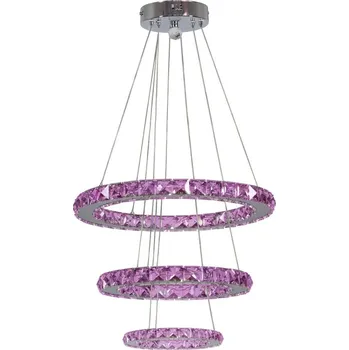 Lords 50 kulatá trojitá 48W LED rgb chromová závěsná lampa s dálkovým ovládáním