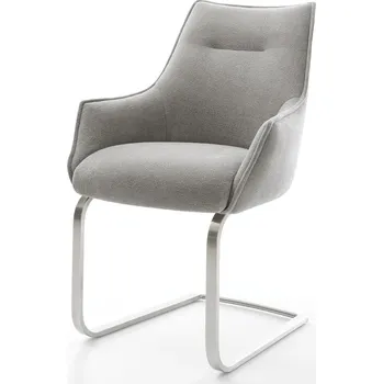 Jídelní židle DELIFE Jídelní židle Alja-Flex s područkami strukturovaná látka Měkký šedá jídelní židle plochá nerezová ocel taštičkové pružiny