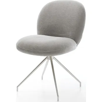 Jídelní židle DELIFE Jídelní židle Nube-Flex strukturovaná látka Měkký šedá křížová podnož zúžená nerezová ocel taštičkové pružiny