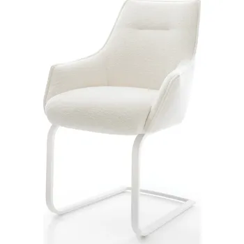 Jídelní židle DELIFE Jídelní židle Alja-Flex s područkami bouclé měkký béžová jídelní židle plochá bílá taštičkové pružiny