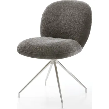 Jídelní židle DELIFE Jídelní židle Nube-Flex bouclé měkký tmavě béžová křížová podnož zúžená nerezová ocel taštičkové pružiny