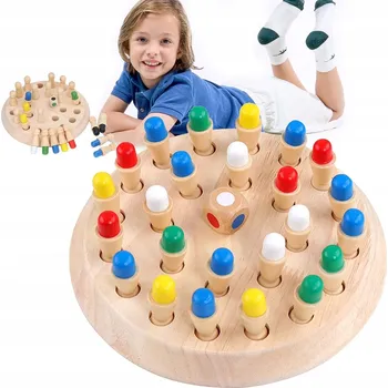 Dřevěná hračka DŘEVĚNÉ ŠACHY PAMĚŤOVÁ HRA EDUKAČNÍ SENZORICKÉ HRAČKY MONTESSORI PRO DĚTI