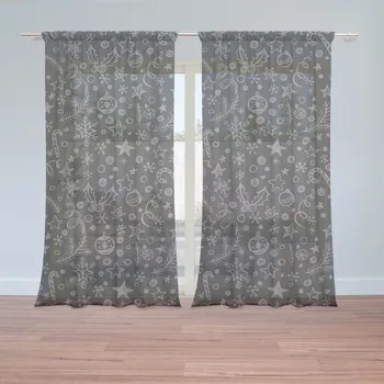Záclona Sablio Záclony Vánoce na černé: 2ks 150x250cm