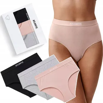 Kalhotky ATLANTIC 3CLP-009 Kalhotky Dámské Maxi Sport s vysokým pasem 3-PAK - S