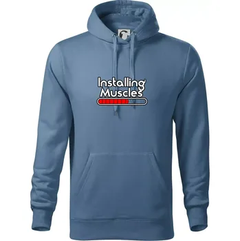 Pánská mikina Installing Muscles - Mikina pánská Cape s kapucí - 4XL ( Denim )
