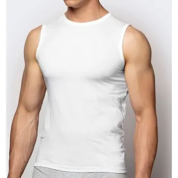 Pánské tílko Atlantic tílko BMV-047 kulatý bez rukávů, bílé, velikost M