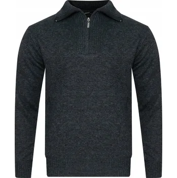 Pánský svetr PÁNSKÝ SVETR ROLÁK - S8619 CIEMNOSZARY, bavlněný, rozepínací, pohodlný dárek