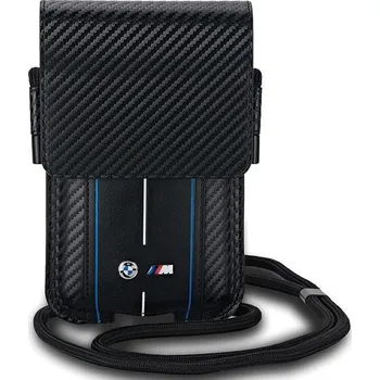 Pouzdro na mobilní telefon BMW Carbon Blue Stripes Wallet Bag - Pouzdro/kabelka na telefon (černá)