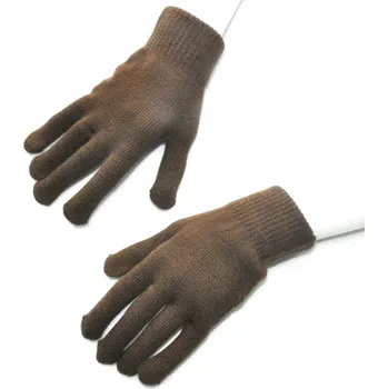 Rukavice AKRYLOVÉ TEPLÉ RUKAVICE S DOTYKEM 20cm Hnědé R01