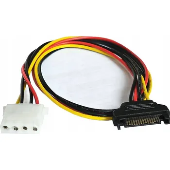 Napájecí kabel NAPÁJECÍ KABEL DELOCK 1x MOLEX 4PIN NA 1x SATA 15PIN ZÁSUVKA 50CM 60137
