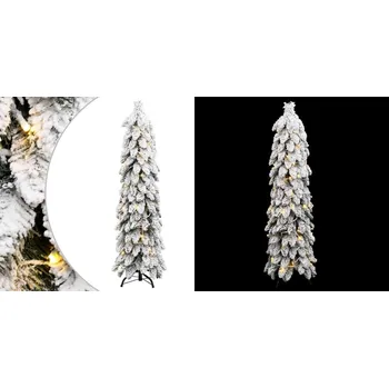 Vánoční stromek 150 cm, Umělý vánoční stromek s 80 LED světýlky, zasněžený