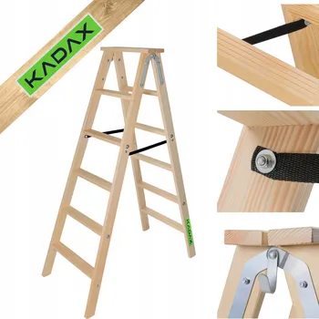 Žebřík MALÍŘSKÝ DŘEVĚNÝ ŽEBŘÍK ROZKLÁDACÍ 6 PŘÍČEK ŽEBŘÍK SKLÁDACÍ OBOUSTRANNÝ