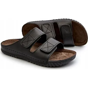 Pánské pantofle PÁNSKÉ PANTOFLE S PÁSKY NA SUCHÝ ZIP POHODLNÉ INBLU FM00001U ČERNÉ 43