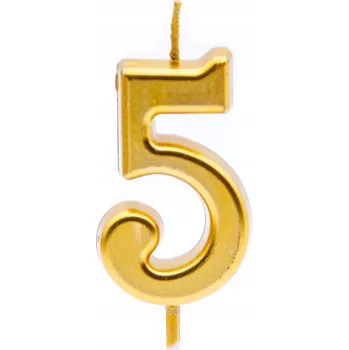 Dortová svíčka ZLATÁ SVÍČKA na dort Elegantní narozeninový jubilejní dort ČÍSLICE 5