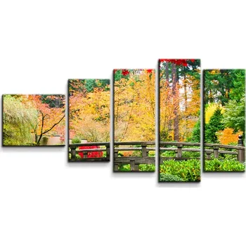 Obraz Sablio Obraz - 5-dílný Most v parku - 100x60 cm